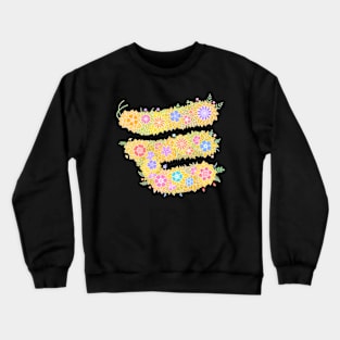 "ㅌ" Floral Letter Hangeul Crewneck Sweatshirt